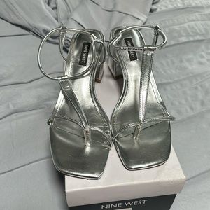 Nine West silver heels